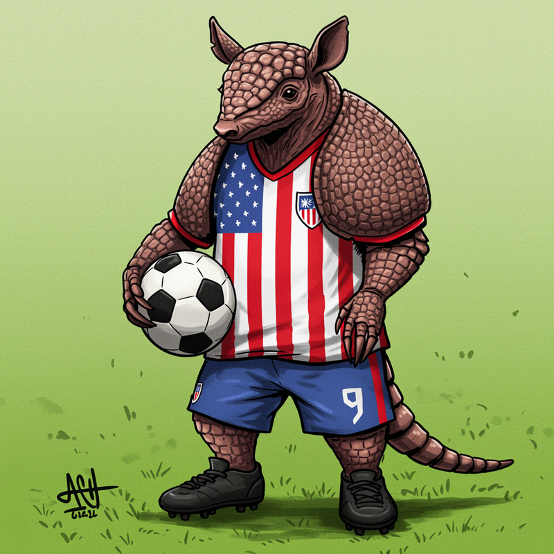 Armadillo Soccer Player in Colorful Uniform Armadillo Soccer Player in Colorful Uniform