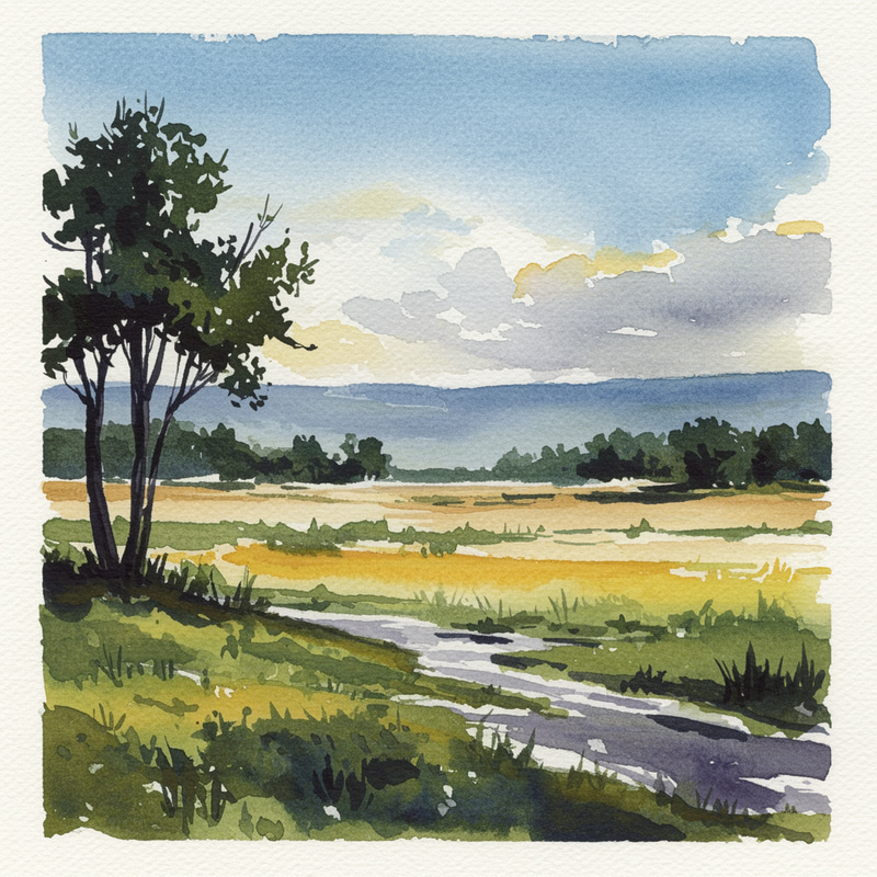 Impressionist Watercolor Landscape Painting Impressionist Watercolor Landscape Painting