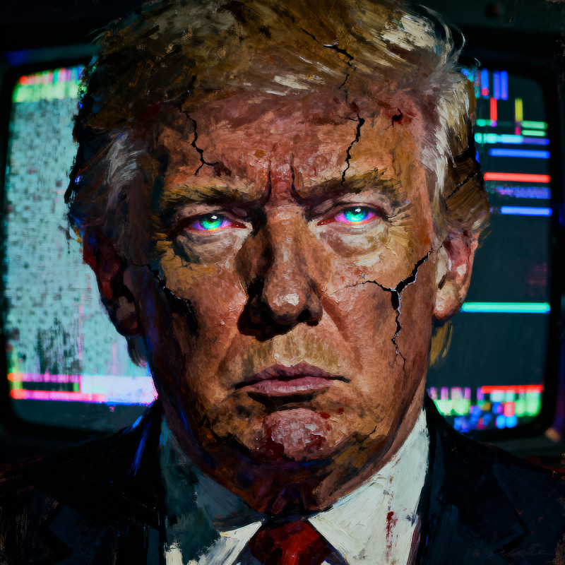 Donald Trump Oil Paint - Analog Horror Art Donald Trump Oil Paint - Analog Horror Art