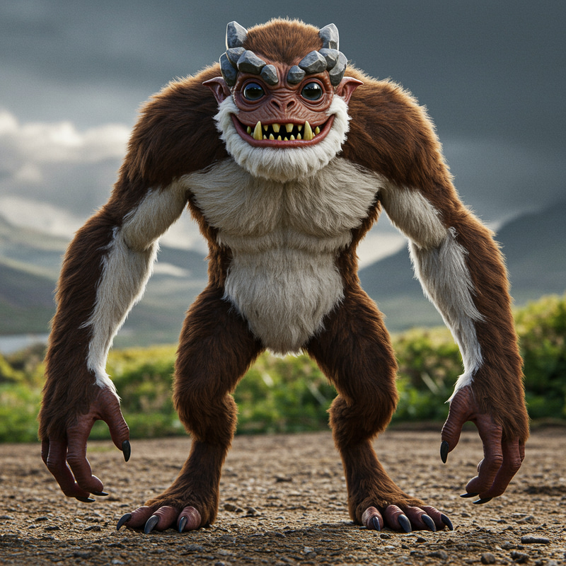 Unique Brown and White Monster Design