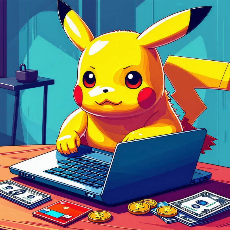 Pikachu Working on Apple Laptop | Earn Money Online Pikachu Working on Apple Laptop | Earn Money Online