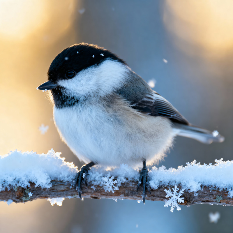 Chickadee on a Snowy Branch Chickadee on a Snowy Branch