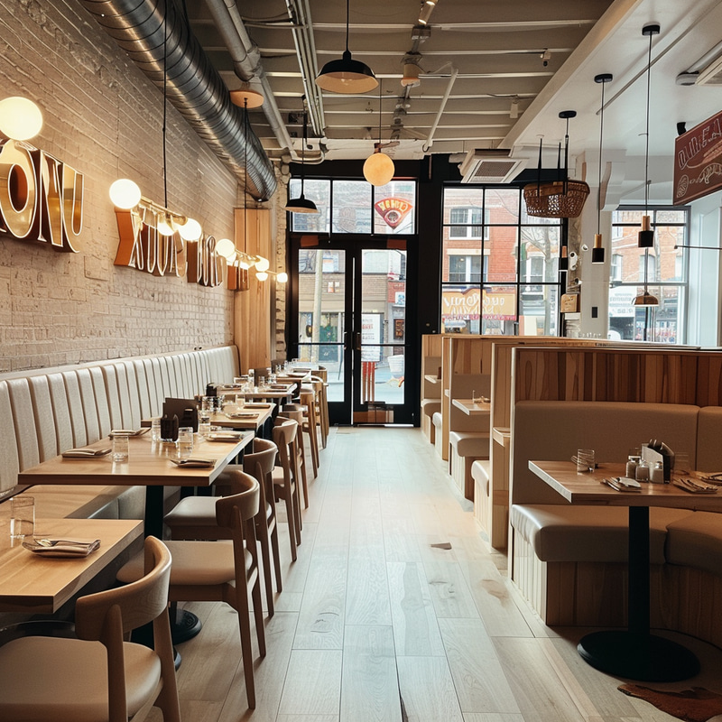 Cozy New York Style Pizza Restaurant on 2nd Floor Cozy New York Style Pizza Restaurant on 2nd Floor