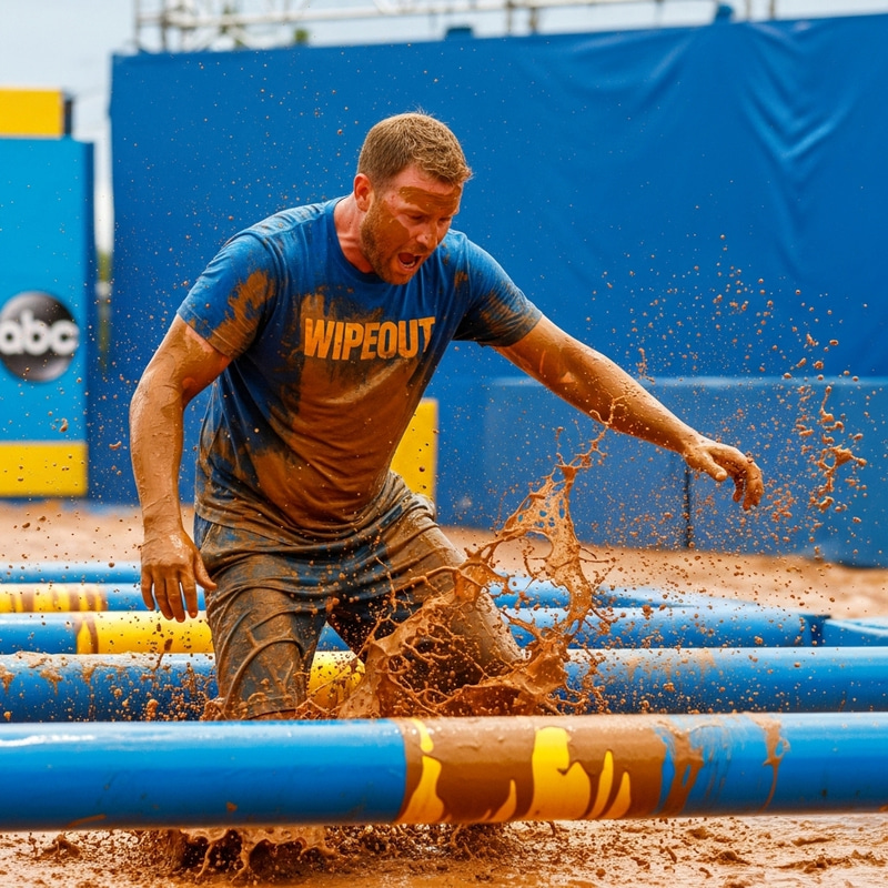 Mud Mayhem on ABC's Wipeout Game Show Mud Mayhem on ABC's Wipeout Game Show