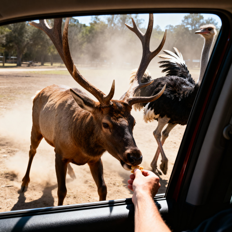Elk vs Ostrich at Wildlife Park: A Wild Encounter