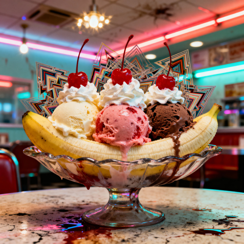 Vintage Ice Cream Banana Split Art Vintage Ice Cream Banana Split Art