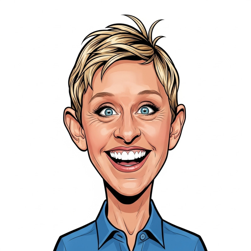 Ellen Degeneres Funny Face Caricature Art