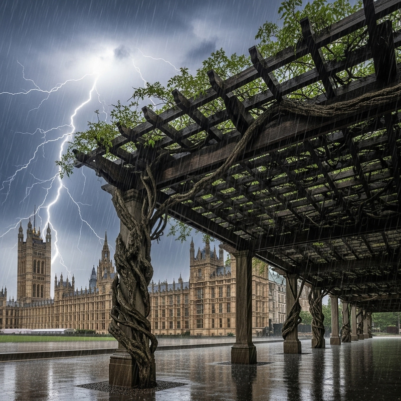 Parliament Under Pergola in a Storm Painting
