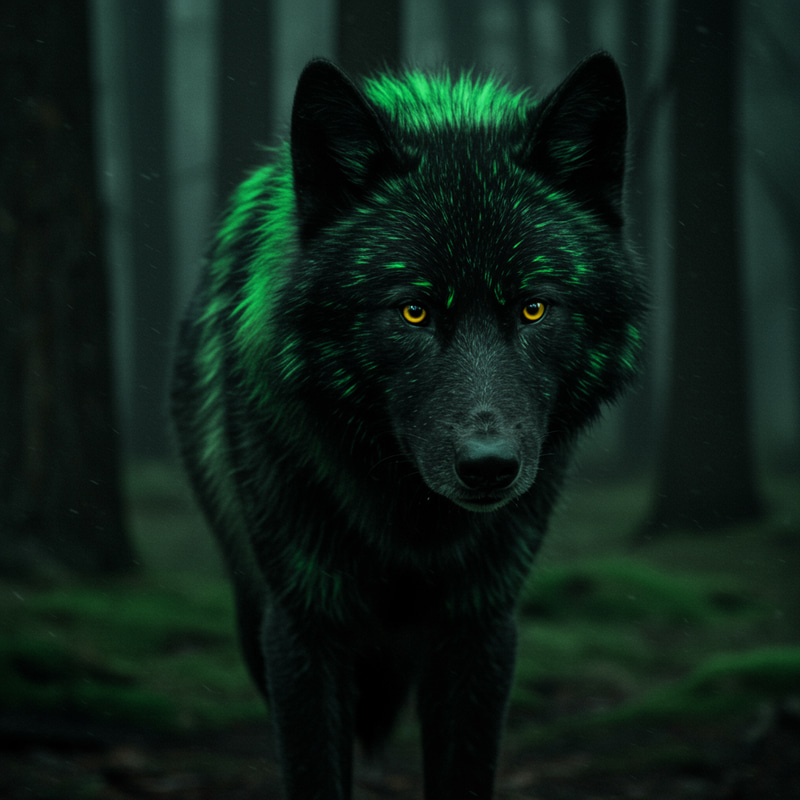 Black and Green Wolf: Captivating Artwork