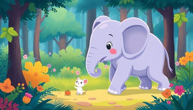 Whimsical Elephant and Mouse Adventure in the Forest Whimsical Elephant and Mouse Adventure in the Forest