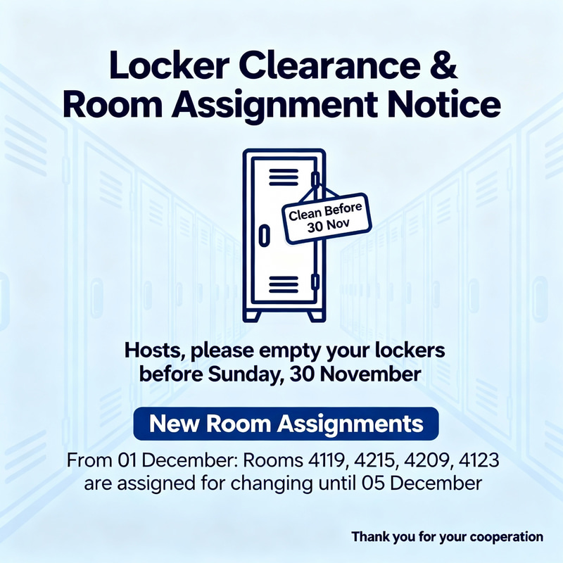 Empty Your Locker by November 30 - Room Assignments Empty Your Locker by November 30 - Room Assignments