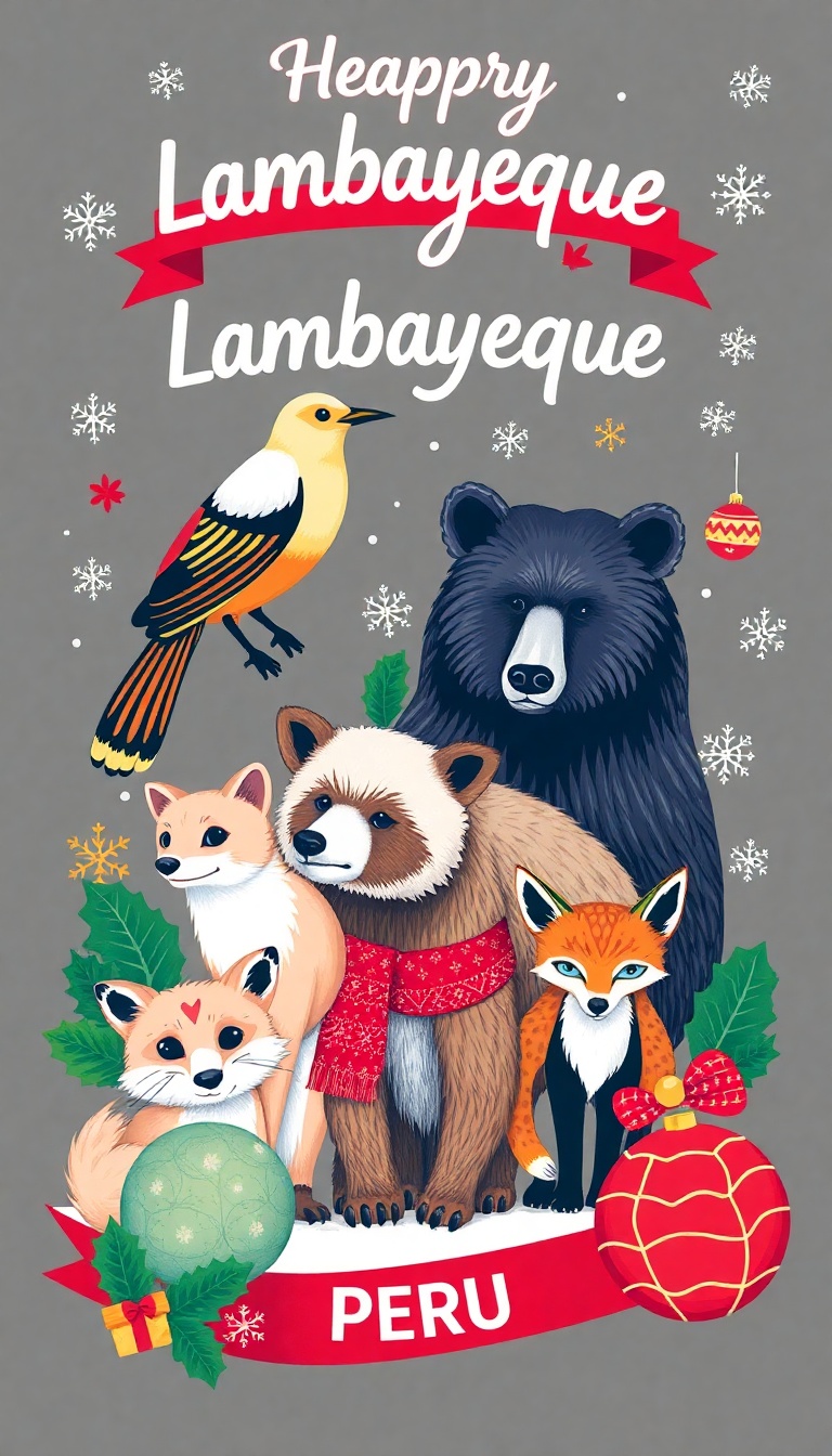 Festive T-Shirt Design with Lambayeque Wildlife Festive T-Shirt Design with Lambayeque Wildlife