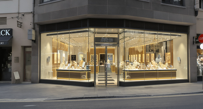 Elegant Roadside Jewellery Shop - Urban Luxury Elegant Roadside Jewellery Shop - Urban Luxury