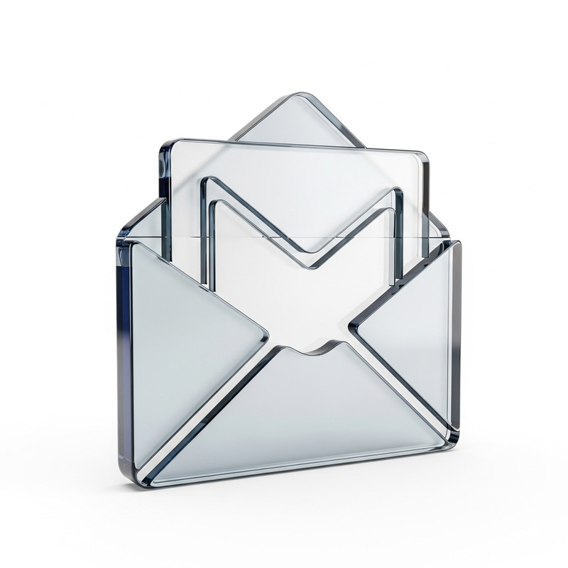 Elegant 3D Glassmorphism Mail Envelope Icon