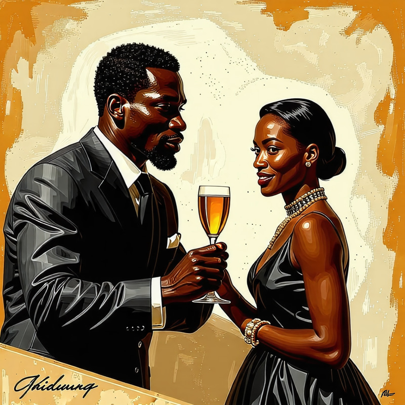 Man Toasting Lady into Friendship - Black American/African Origin