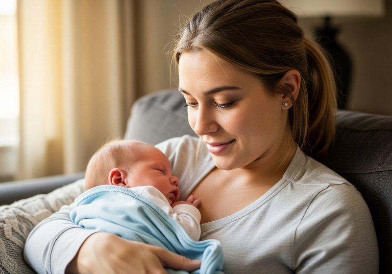 Young Mother Holding Her Baby - A Cherished Moment Young Mother Holding Her Baby - A Cherished Moment