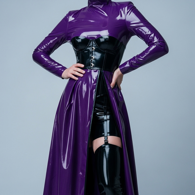 Elegant Purple Latex Dress with Corset Elegant Purple Latex Dress with Corset