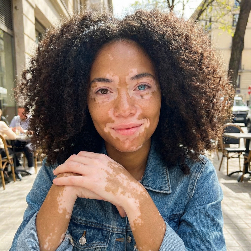 Stunning Woman with Vitiligo and Heterochromia Stunning Woman with Vitiligo and Heterochromia