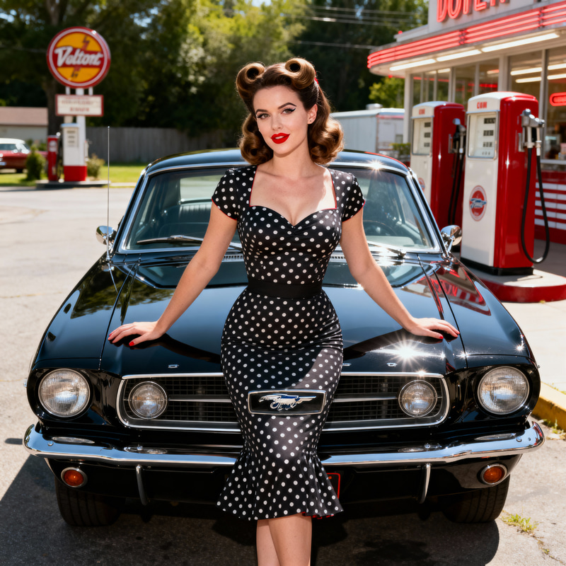 1967 Black Mustang with Vintage Pin-Up Style 1967 Black Mustang with Vintage Pin-Up Style