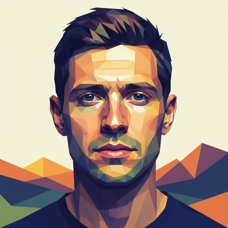 Geometric Low-Poly Portrait of a Man