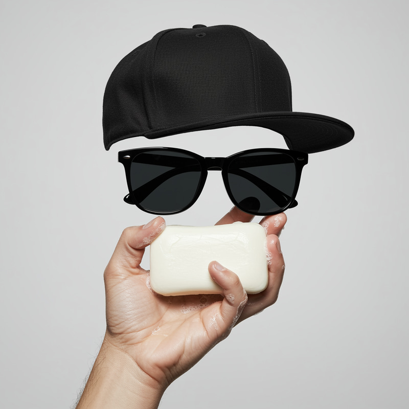 Stylish Hand with Black Glasses and Cap Stylish Hand with Black Glasses and Cap
