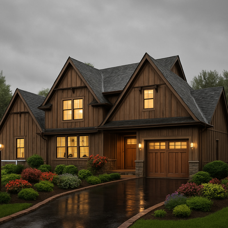 Stunning Overcast Landscaping with Vertical Wood Finish Stunning Overcast Landscaping with Vertical Wood Finish