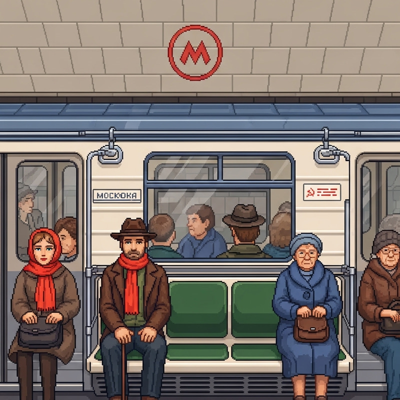 Moscow Underground Train in Pixel Art Style Moscow Underground Train in Pixel Art Style
