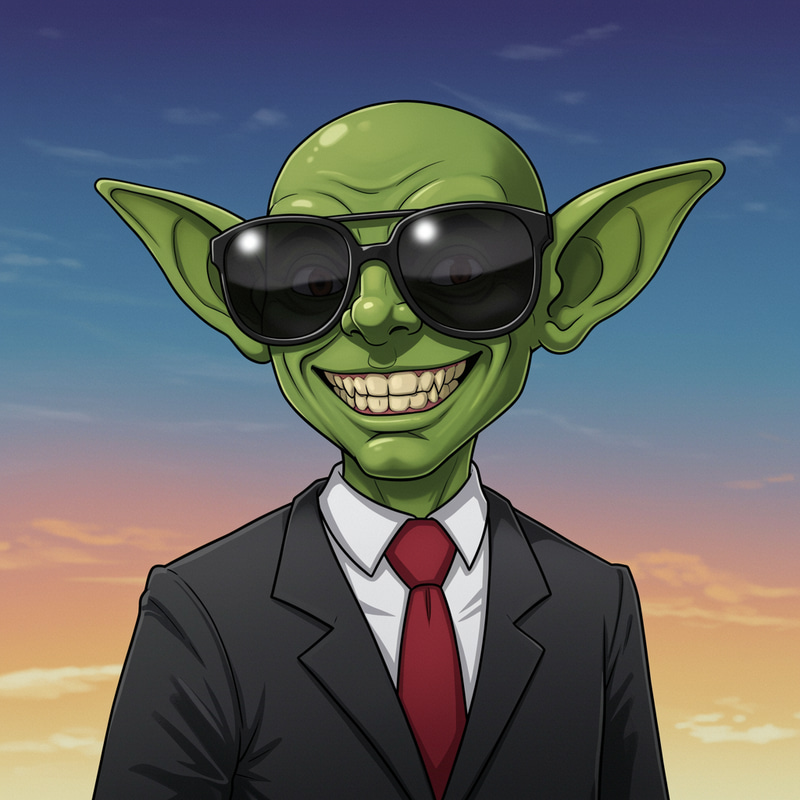 Goblin in Suit and Sunglasses for Meme Coin