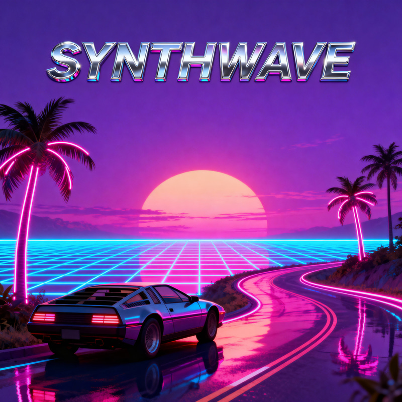 Retro-Futuristic Synthwave Landscape Art Retro-Futuristic Synthwave Landscape Art