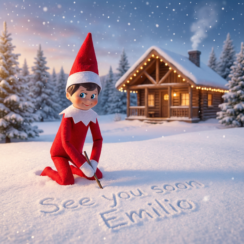 Whimsical Elf on the Shelf in Winter Wonderland