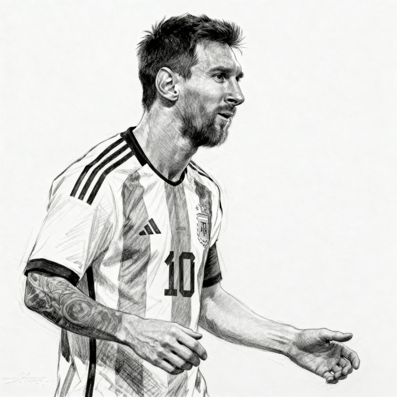Sketch of Messi - Unique Art Design