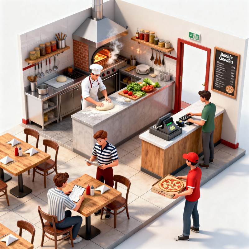 Realistic 3D Pizzeria Illustration Realistic 3D Pizzeria Illustration