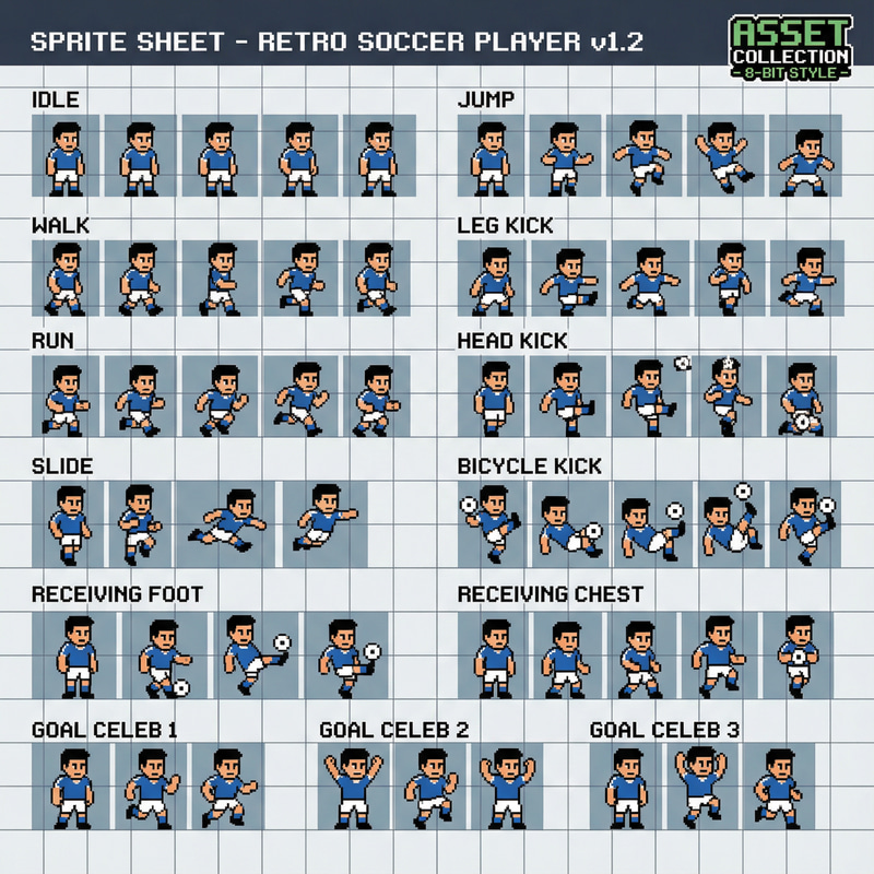 2D Soccer Player Sprite Sheet for Game Development 2D Soccer Player Sprite Sheet for Game Development