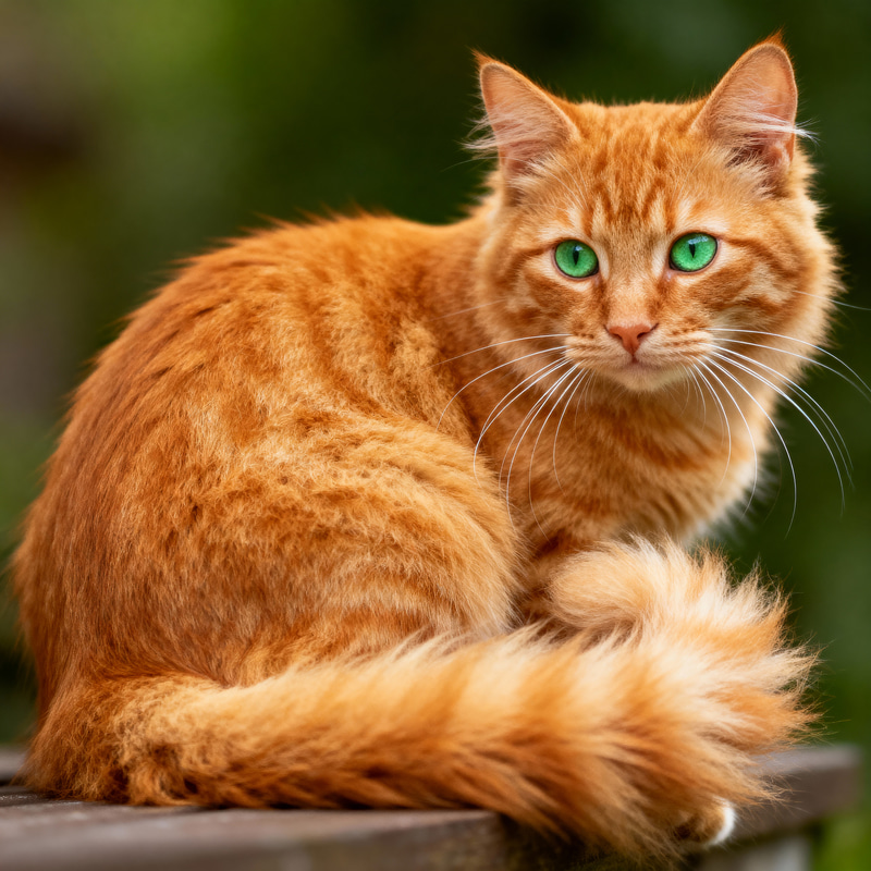 Playful Orange Tabby Cat with Green Eyes