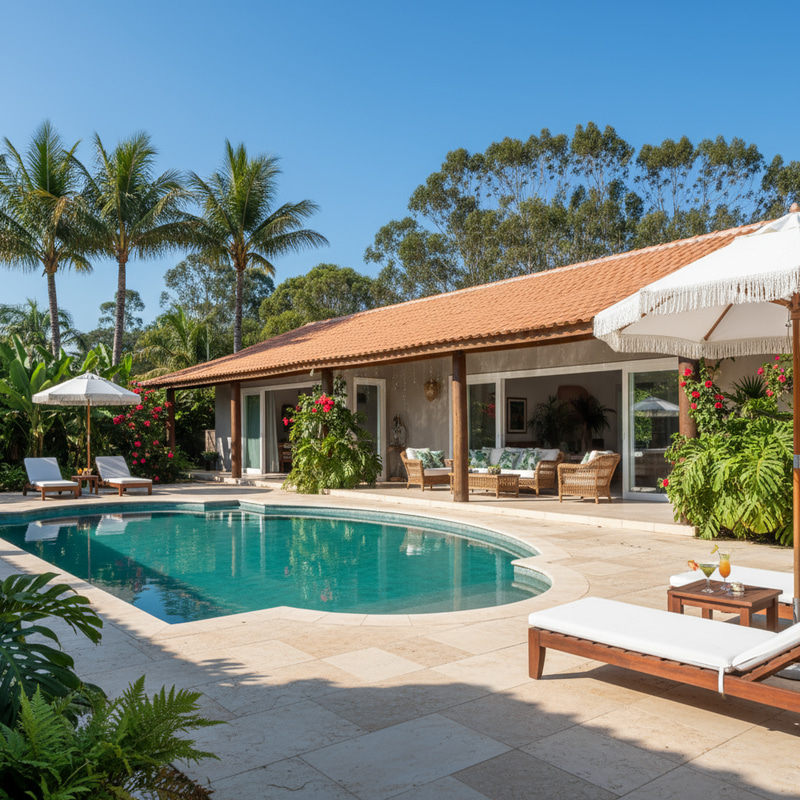 Tropical Outdoor Pool Area Transformation Design