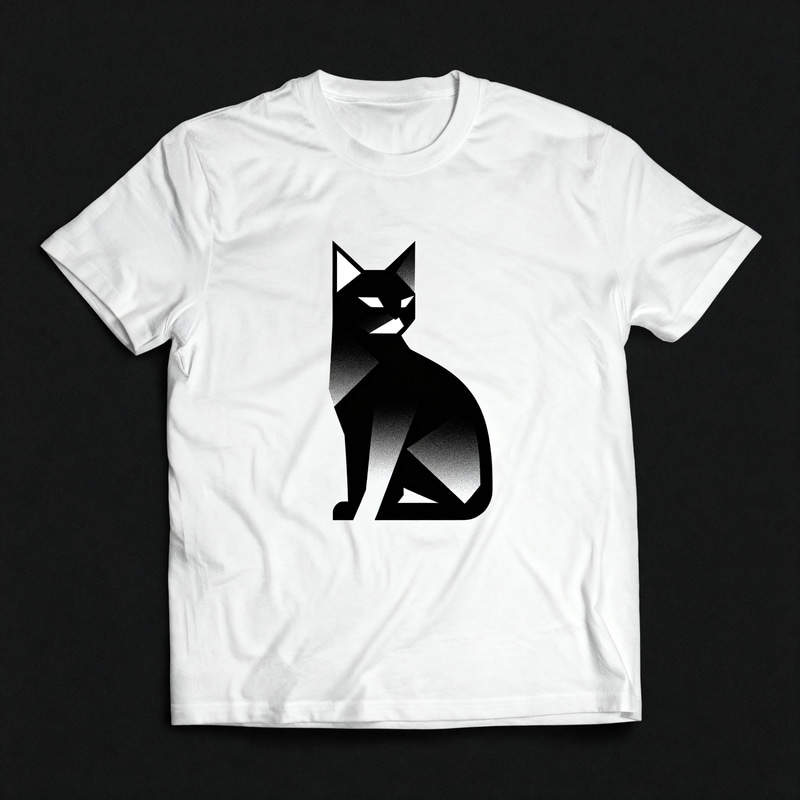 Black Cat Logo Design White T-Shirt Black Cat Logo Design White T-Shirt