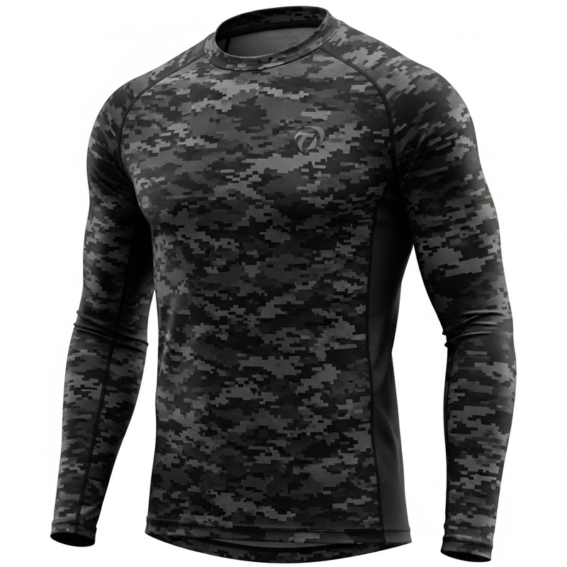 Black Digital Camouflage Long Sleeve Jersey Shirt