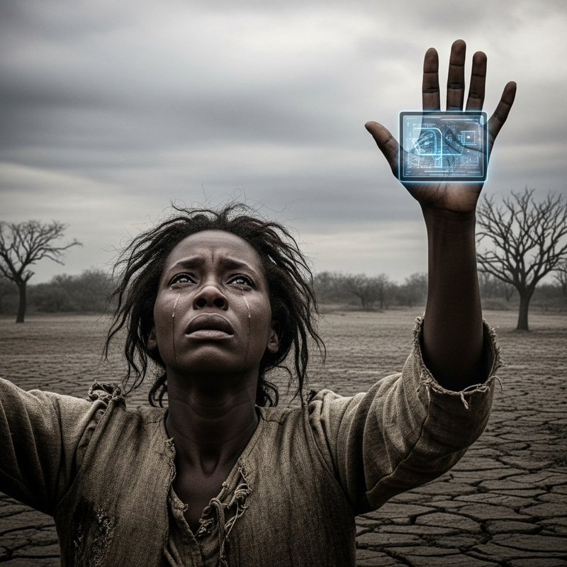 Emotional Black Peasant with Chip in Hand Emotional Black Peasant with Chip in Hand