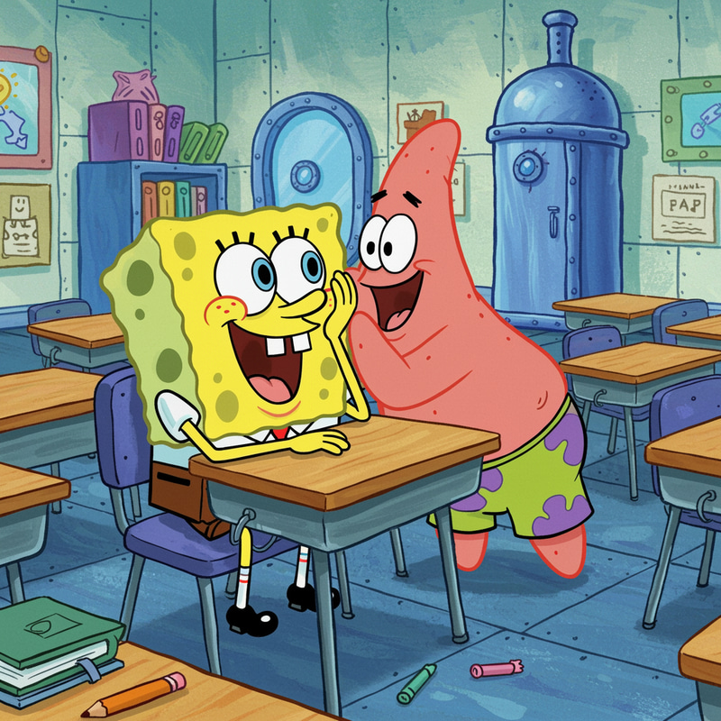SpongeBob and Patrick Whispering Together SpongeBob and Patrick Whispering Together