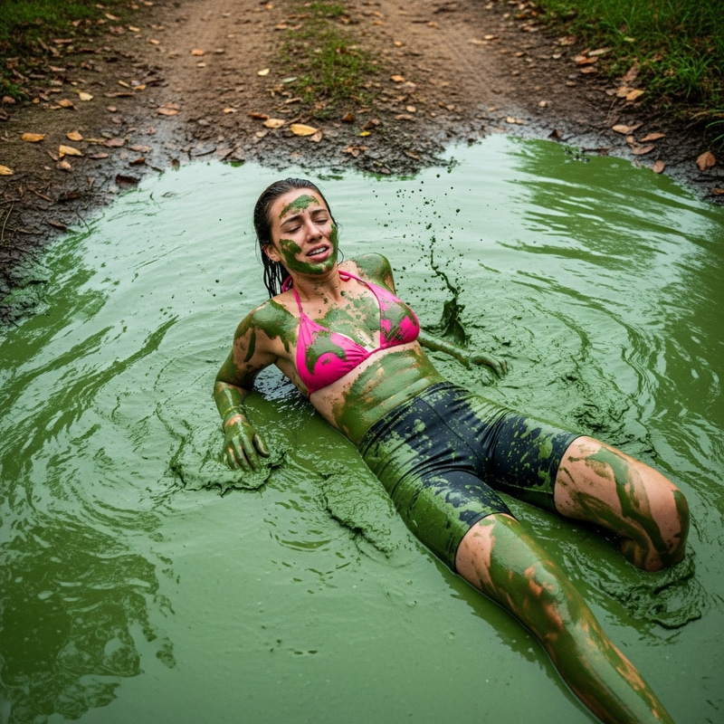 Woman Pulls Herself from Deep Mud Puddle