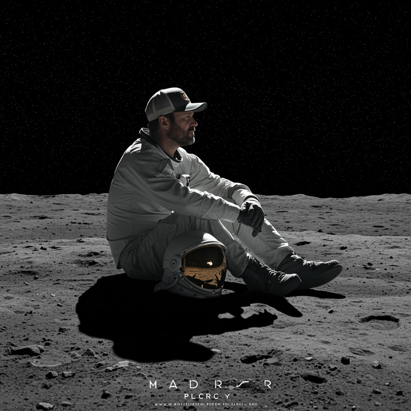 Album Cover: Man with Cap Sitting on the Moon