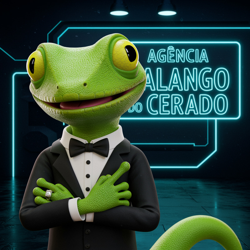 Elegant Green Lizard in Tuxedo - Agência Calango Elegant Green Lizard in Tuxedo - Agência Calango