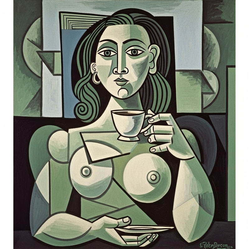 Picasso Cubism: Woman with Tea Cup Art Picasso Cubism: Woman with Tea Cup Art