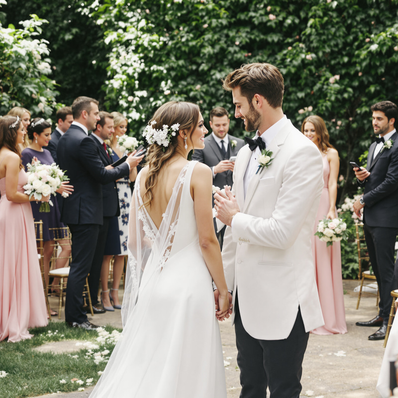 Elegant Outdoor Wedding Ceremony in a Garden Elegant Outdoor Wedding Ceremony in a Garden