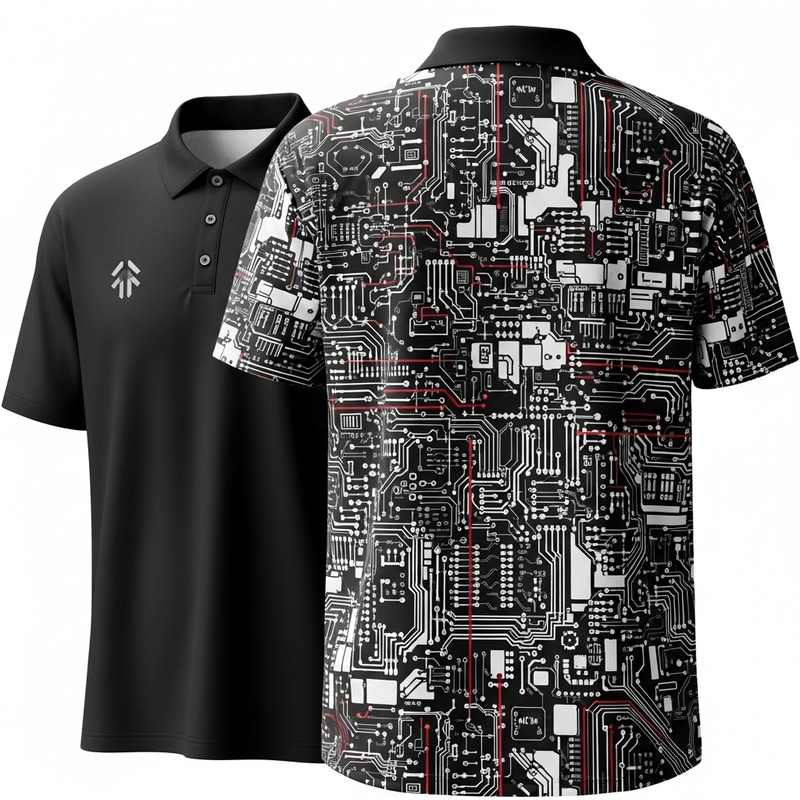 Robotic-Themed Short Sleeve Collar Shirt Design Robotic-Themed Short Sleeve Collar Shirt Design