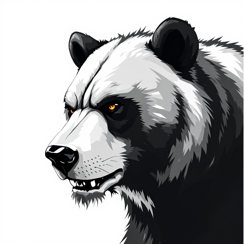 Aggressive Black and White Bear Portrait Aggressive Black and White Bear Portrait