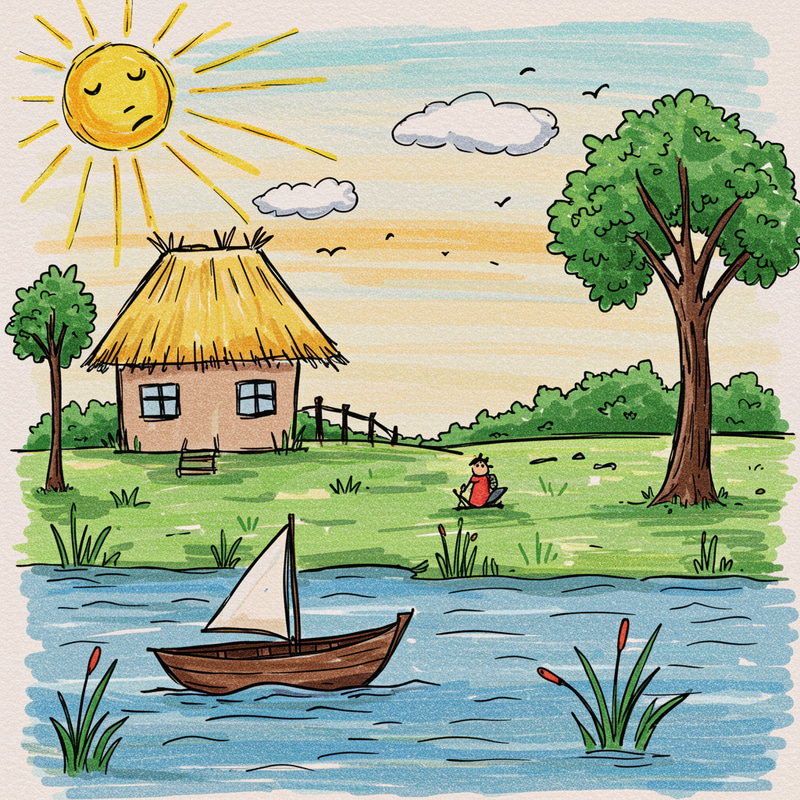 Child's Simple Drawing: Sadness in Colors Child's Simple Drawing: Sadness in Colors