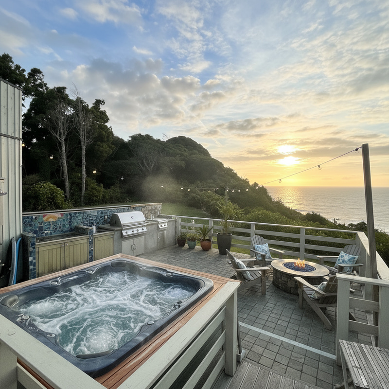 Stunning Oceanview Outdoor Space with Jacuzzi & BBQ Stunning Oceanview Outdoor Space with Jacuzzi & BBQ