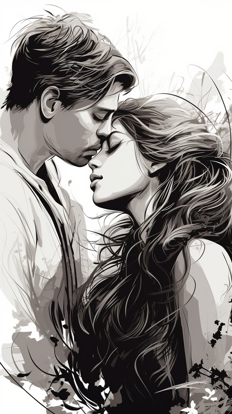Beautiful Black and White Love Design Illustration Beautiful Black and White Love Design Illustration