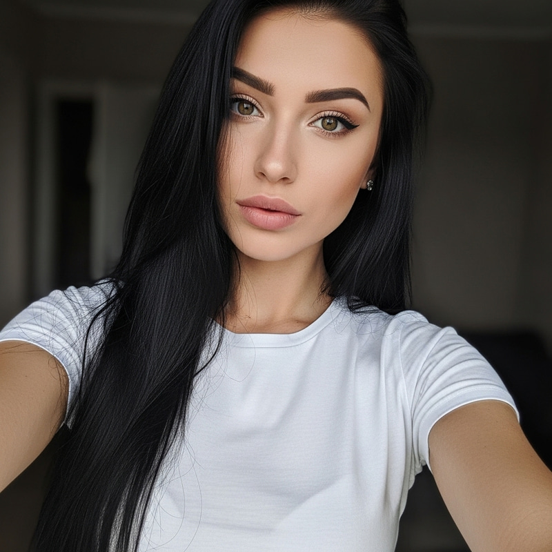 Realistic Selfie of a Young Brunette Woman Realistic Selfie of a Young Brunette Woman